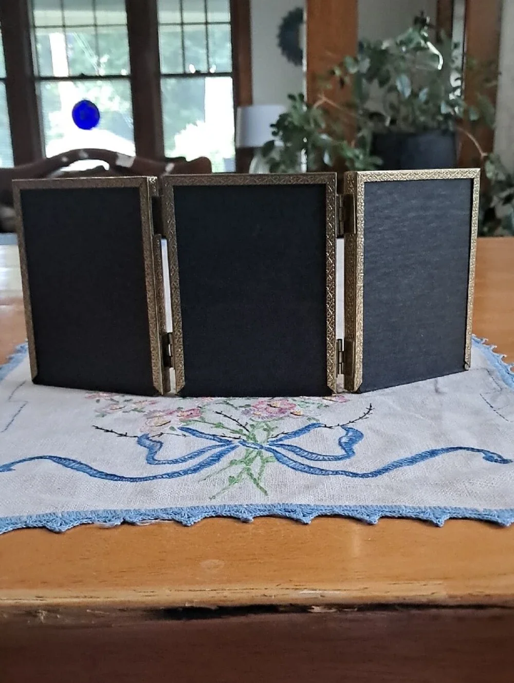 Vintage Triple Fold Brass Picture Frames